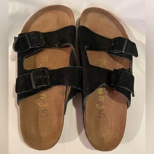 Birkenstock Arizona Suede Leather Sandals with Adjustable Buckles Size 42